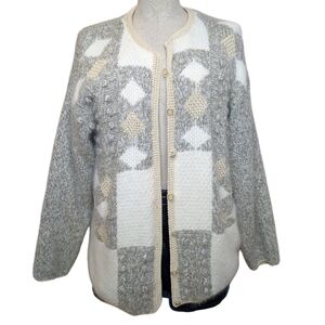 Vintage Style de Paris Angora Blend Cardigan Sweater Neutral Knit Women’s L